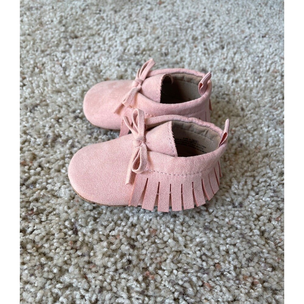 Pink Baby Moccasins - Size: 0-3 Months